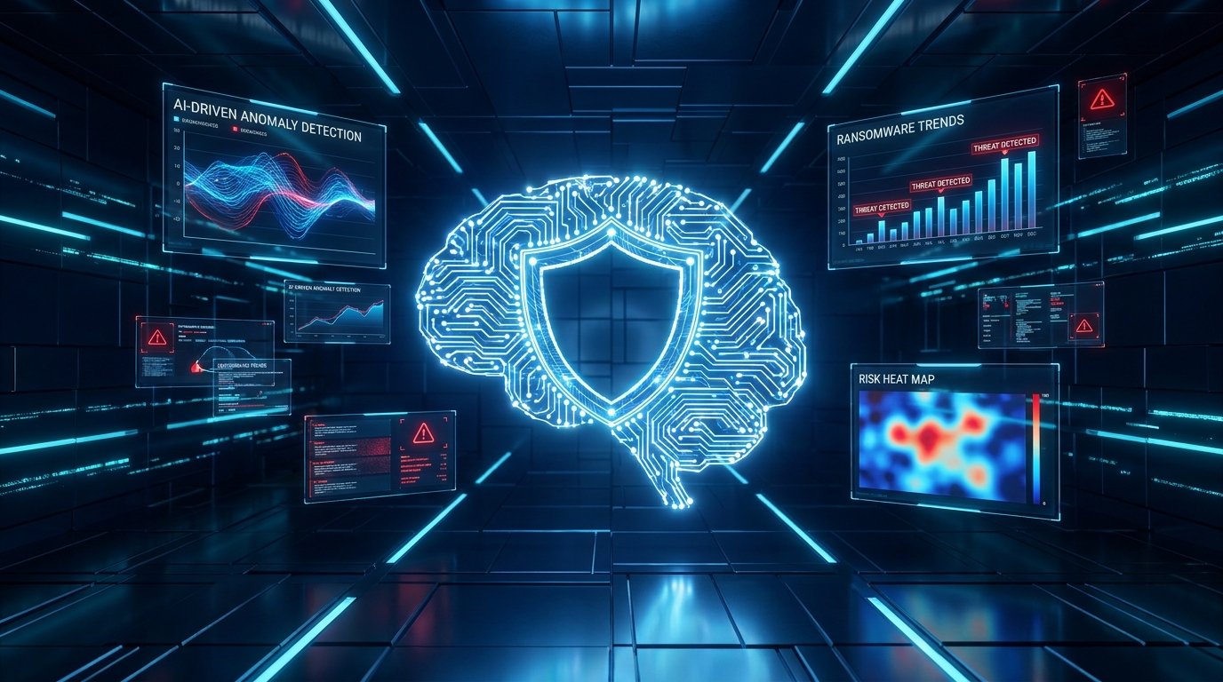 AIG team collaborating on cybersecurity threat-predictions dashboard with AI threat intelligence for 2026 — cover
