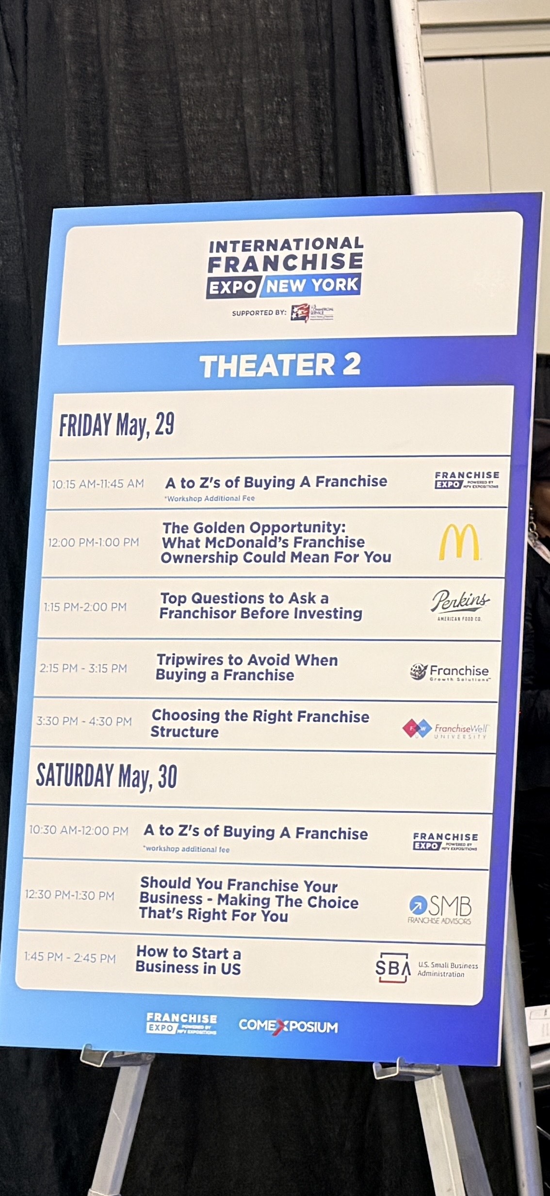 International Franchise Expo Theater 2 session schedule