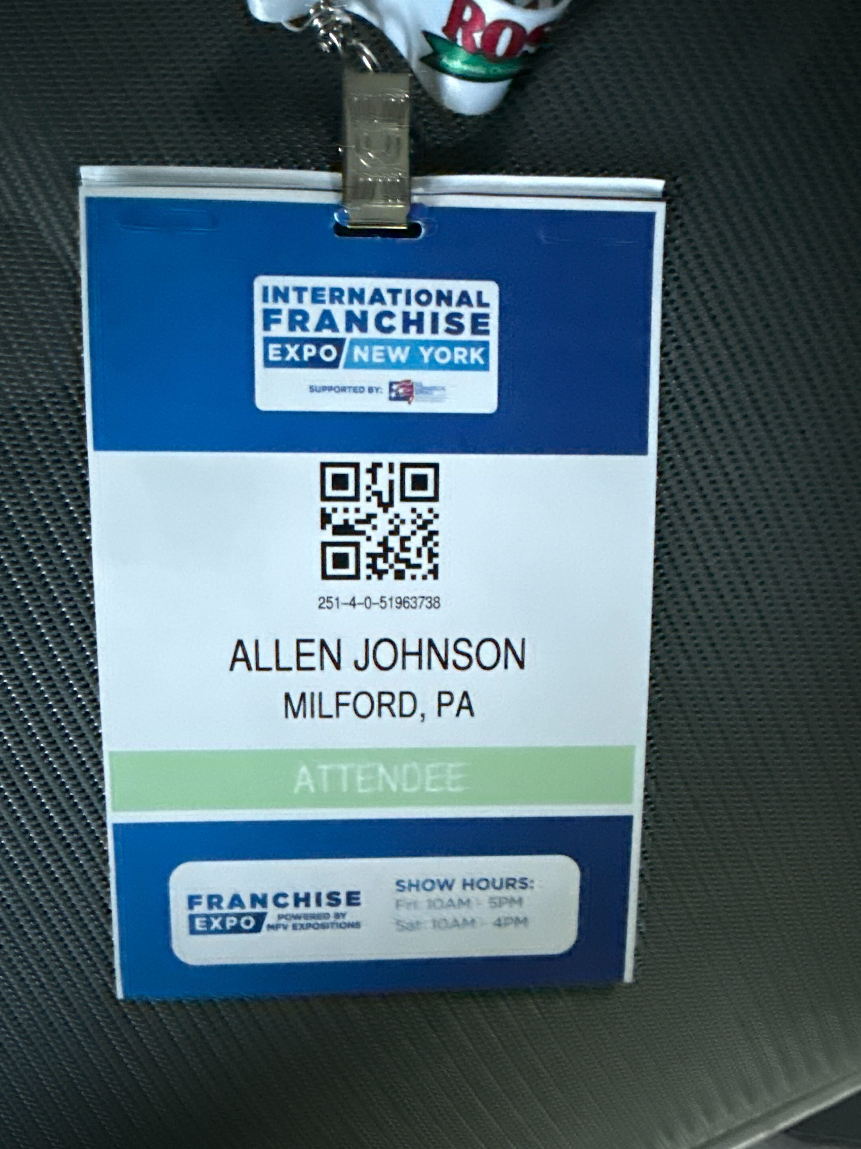 IFE New York attendee badge — Allen Johnson